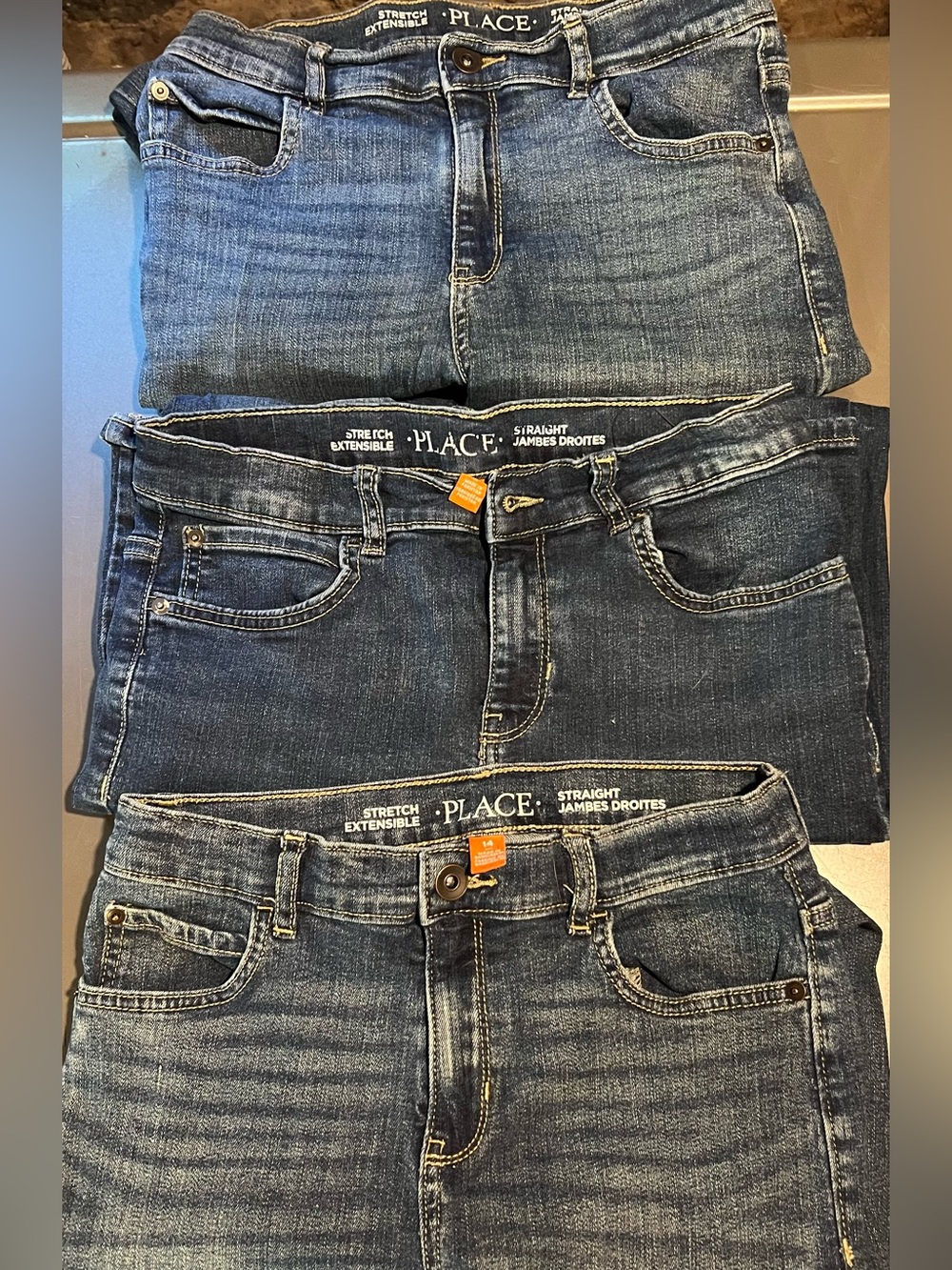 Boys Children’s Place Jeans Blue Straight Stretch Size 14 Lot Of 3